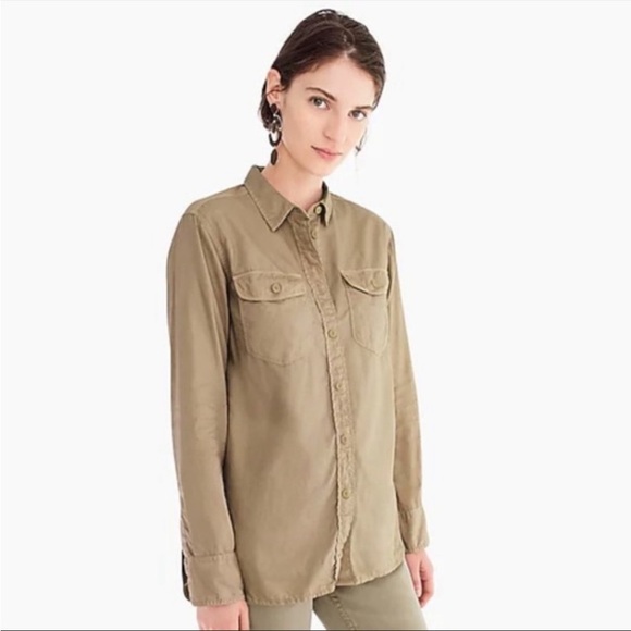 J. Crew khaki boyfriend utility shirt XXL - Picture 2 of 6